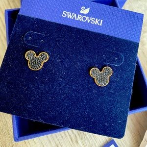 Swarovski Mickey Mouse black Chrystal earrings